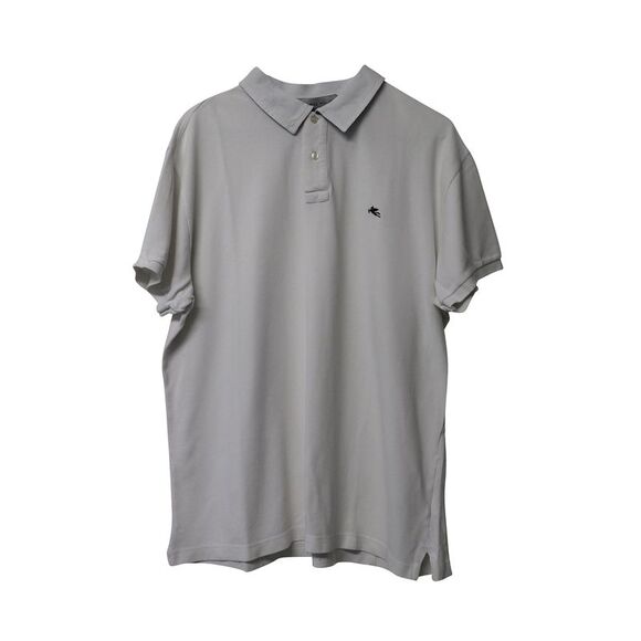 Etro Jersey Polo Shirt with Decorative Greca in White Cotton